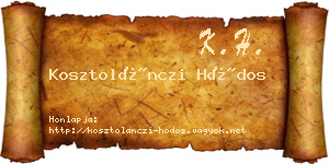 Kosztolánczi Hódos névjegykártya